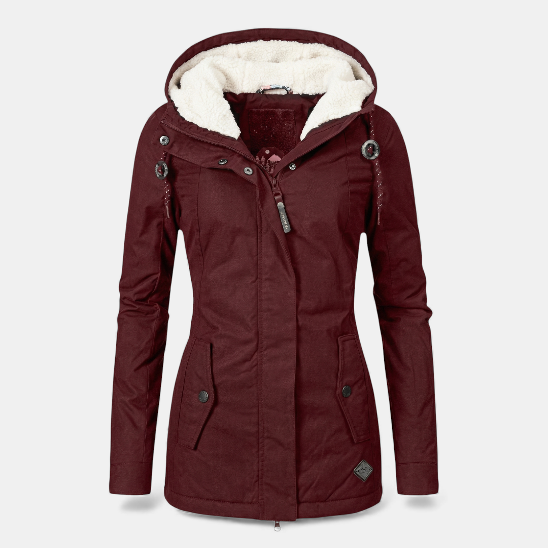 Fleece Lined Winter Parka for Women-Coats-Loucelia-Navy-XS-Loucelia