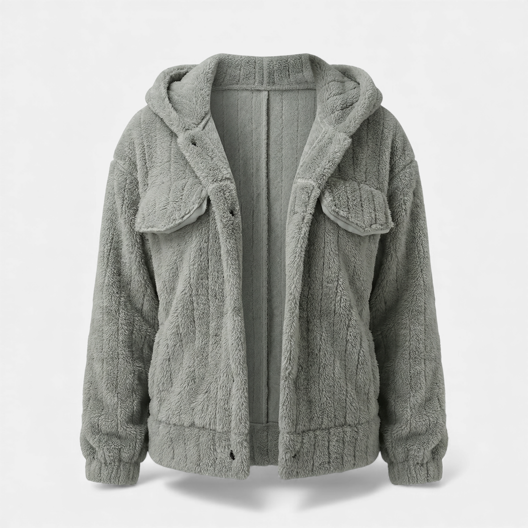 Fluffy Button Up Winter Jacket for Women-Jackets-Loucelia-Yellow-Green-S-Loucelia