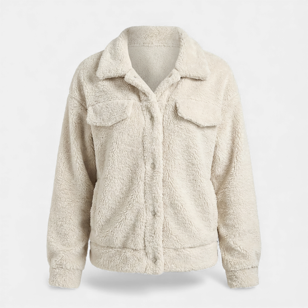 Fluffy Button Up Winter Jacket for Women-Jackets-Loucelia-Yellow-Green-S-Loucelia