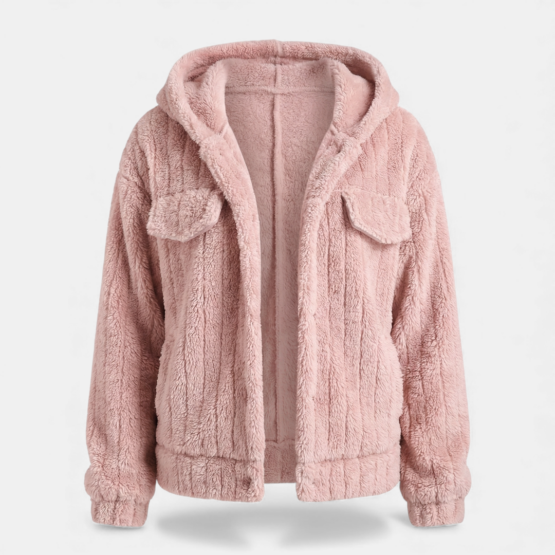 Fluffy Button Up Winter Jacket for Women-Jackets-Loucelia-Yellow-Green-S-Loucelia