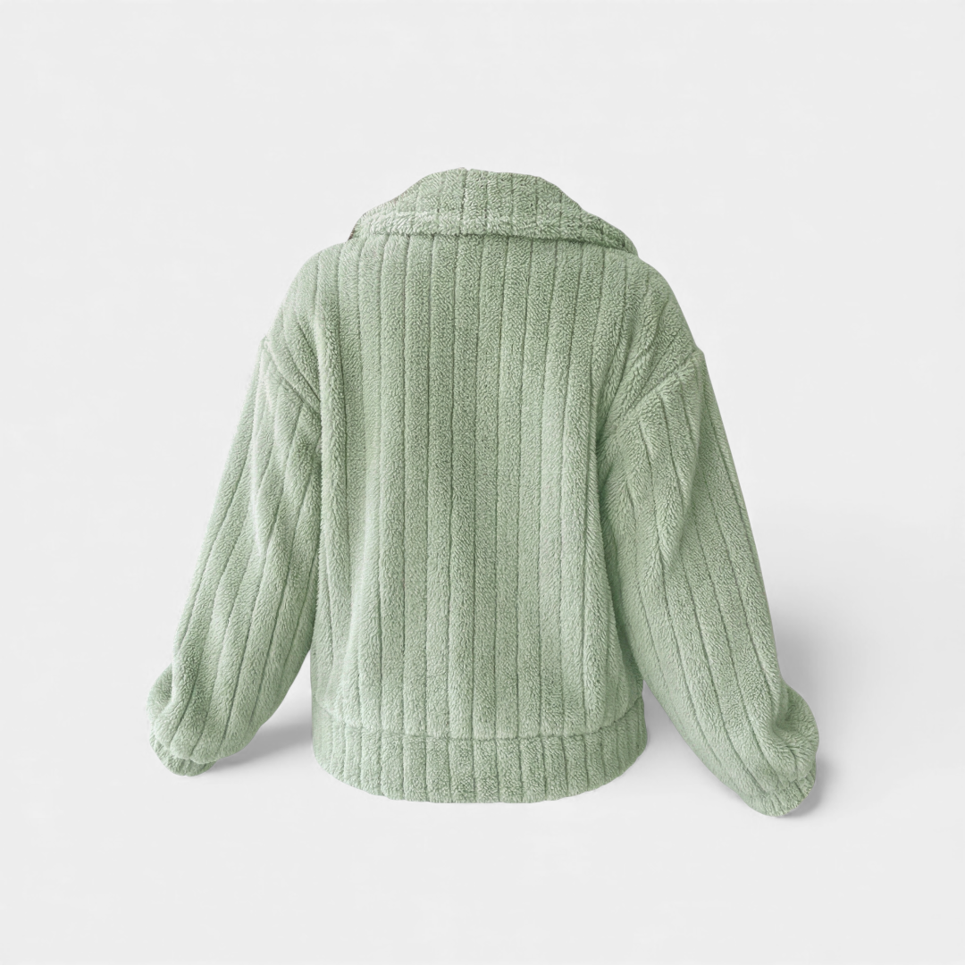 Fluffy Button Up Winter Jacket for Women-Jackets-Loucelia-Yellow-Green-S-Loucelia