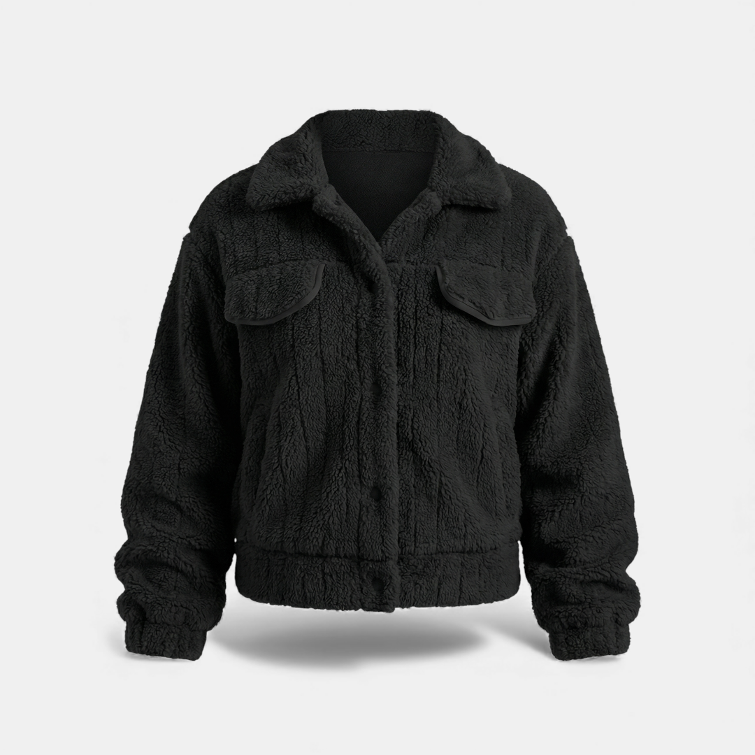 Fluffy Button Up Winter Jacket for Women-Jackets-Loucelia-Yellow-Green-S-Loucelia