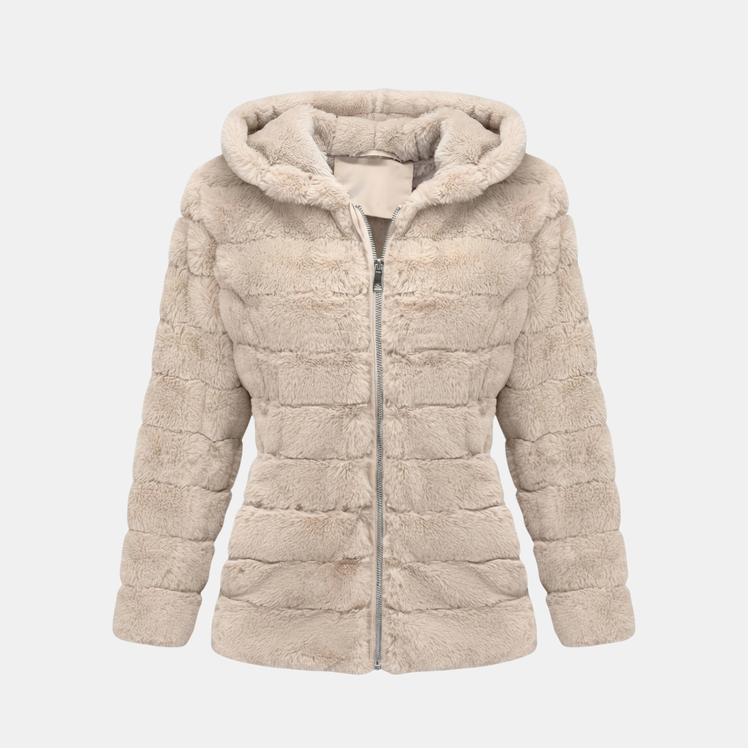 Fluffy Hooded Padded Jacket for Women-Jackets-Loucelia-Green-XS-Loucelia