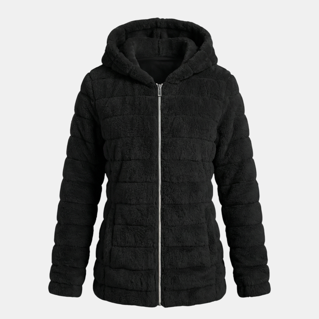 Fluffy Hooded Padded Jacket for Women-Jackets-Loucelia-Green-XS-Loucelia