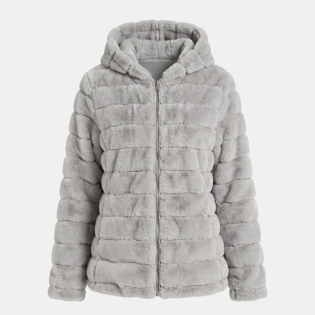 Fluffy Hooded Padded Jacket for Women-Jackets-Loucelia-Green-XS-Loucelia