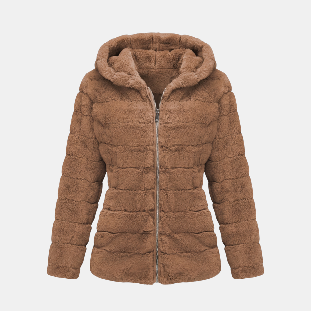 Fluffy Hooded Padded Jacket for Women-Jackets-Loucelia-Green-XS-Loucelia