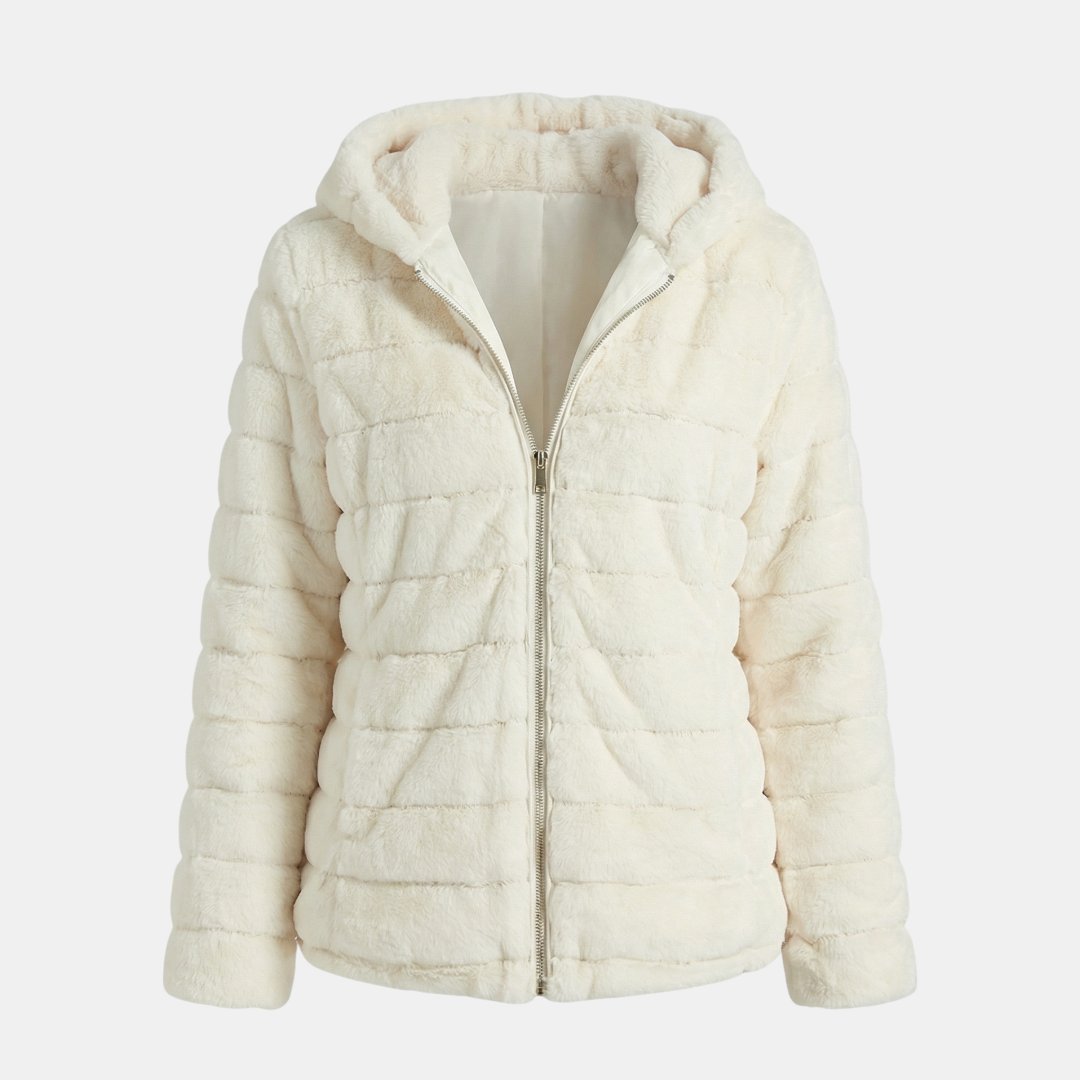 Fluffy Hooded Padded Jacket for Women-Jackets-Loucelia-Green-XS-Loucelia