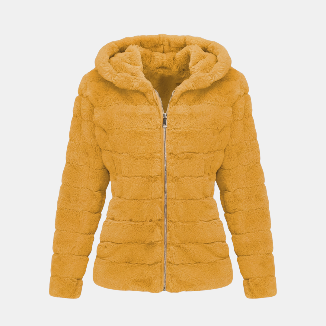 Fluffy Hooded Padded Jacket for Women-Jackets-Loucelia-Green-XS-Loucelia