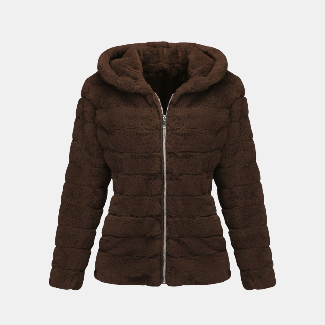 Fluffy Hooded Padded Jacket for Women-Jackets-Loucelia-Green-XS-Loucelia