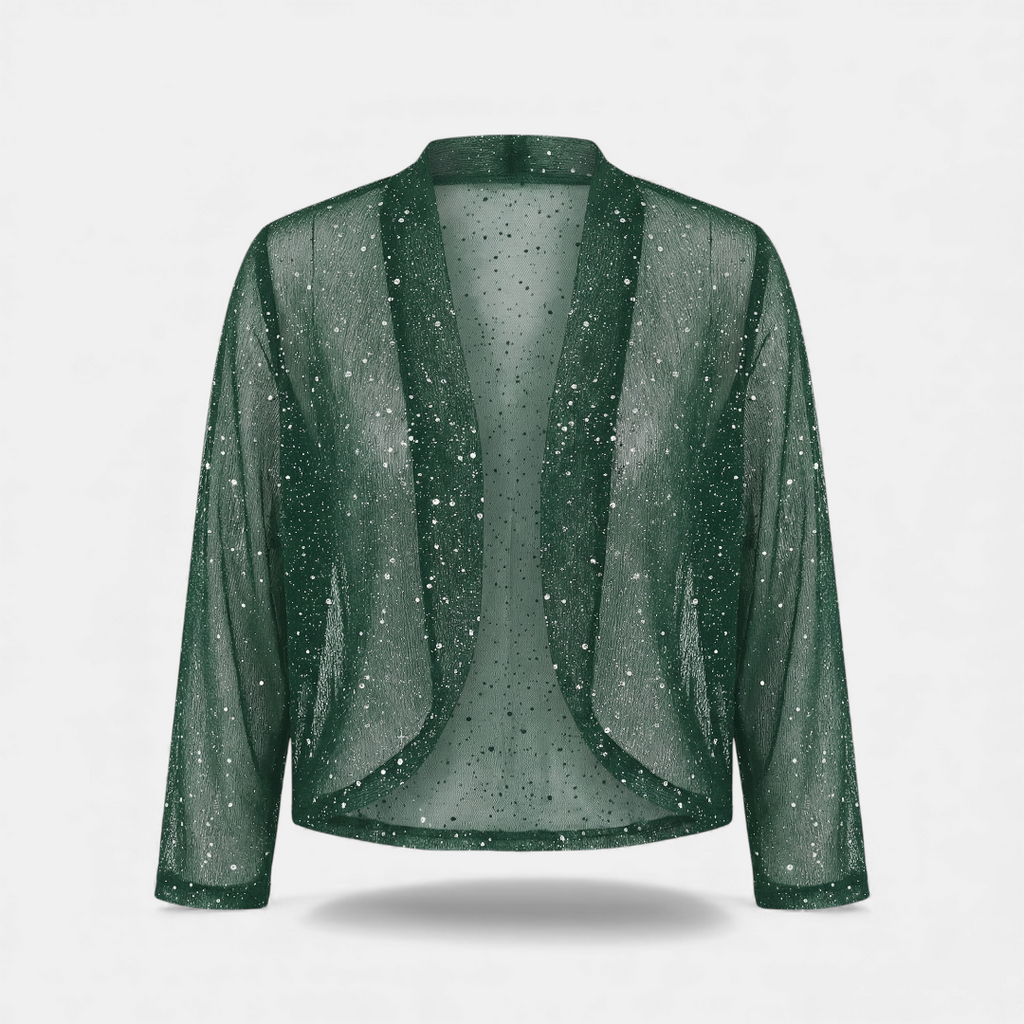 Glitter Mesh Cardigan Jacket for Women-cardigan-Loucelia-Green-S-Loucelia