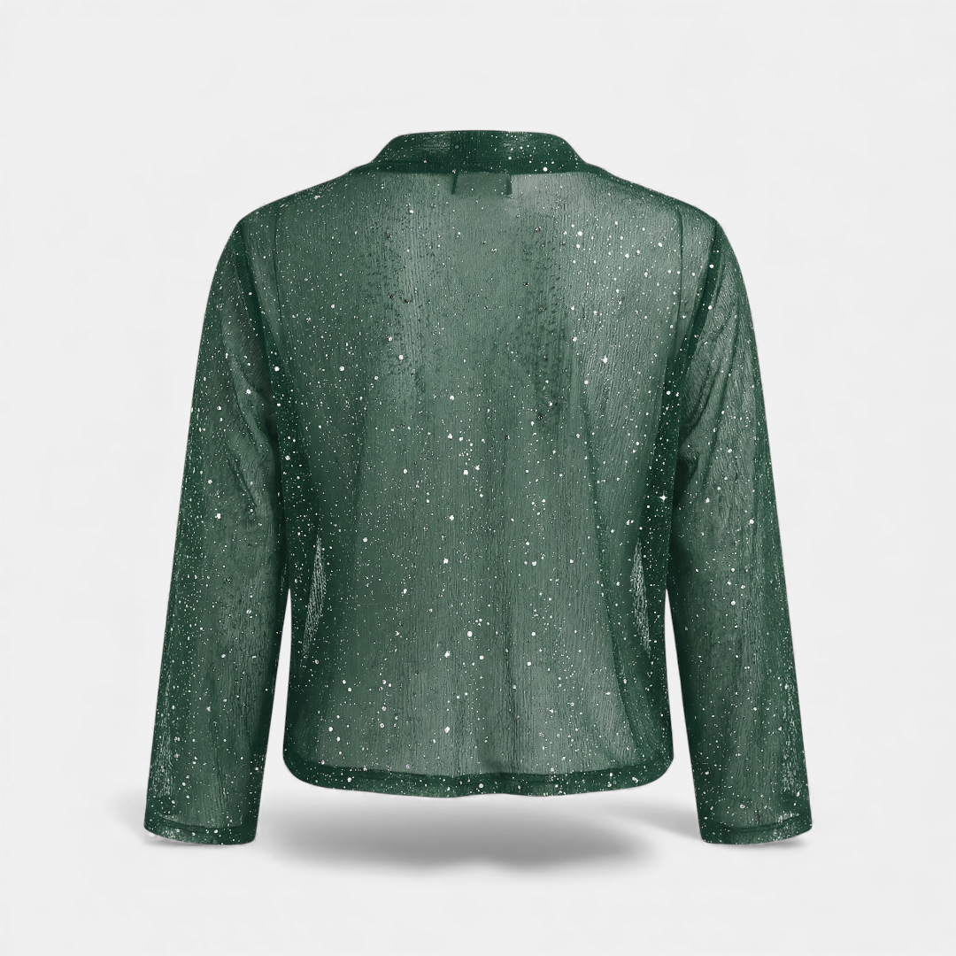 Glitter Mesh Cardigan Jacket for Women-cardigan-Loucelia-Green-S-Loucelia