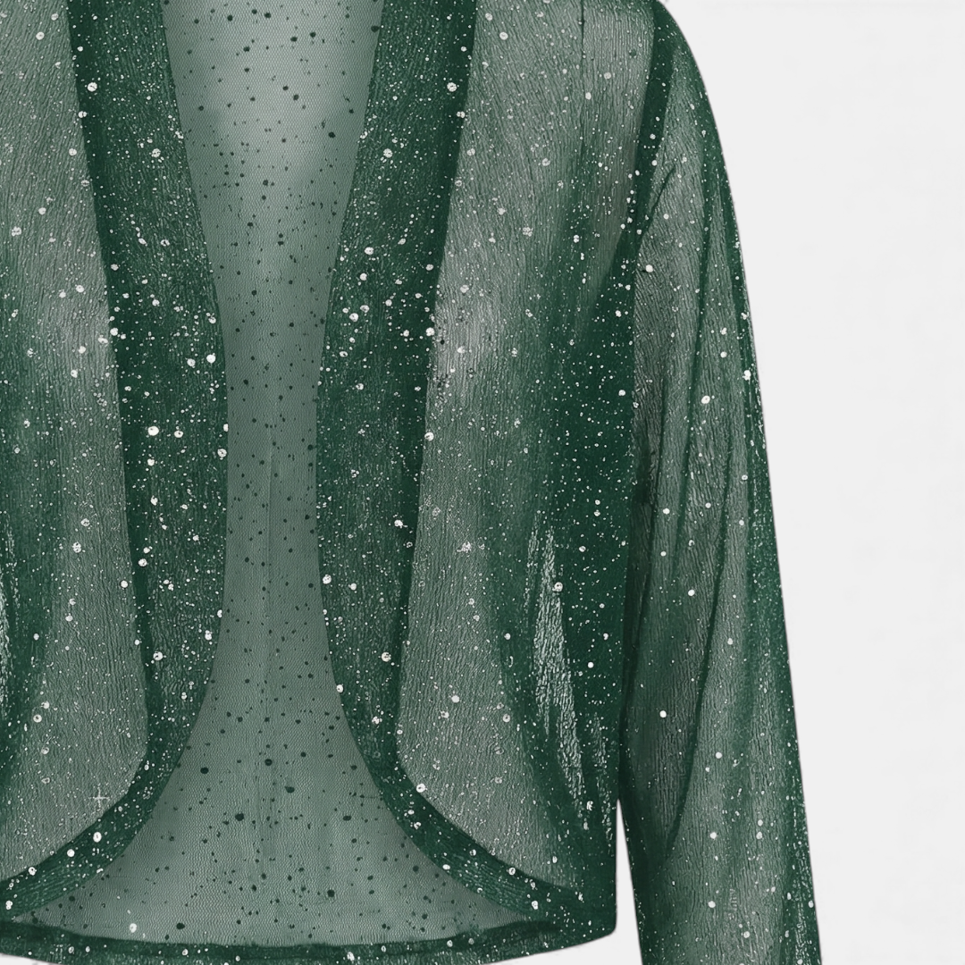 Glitter Mesh Cardigan Jacket for Women-cardigan-Loucelia-Green-S-Loucelia