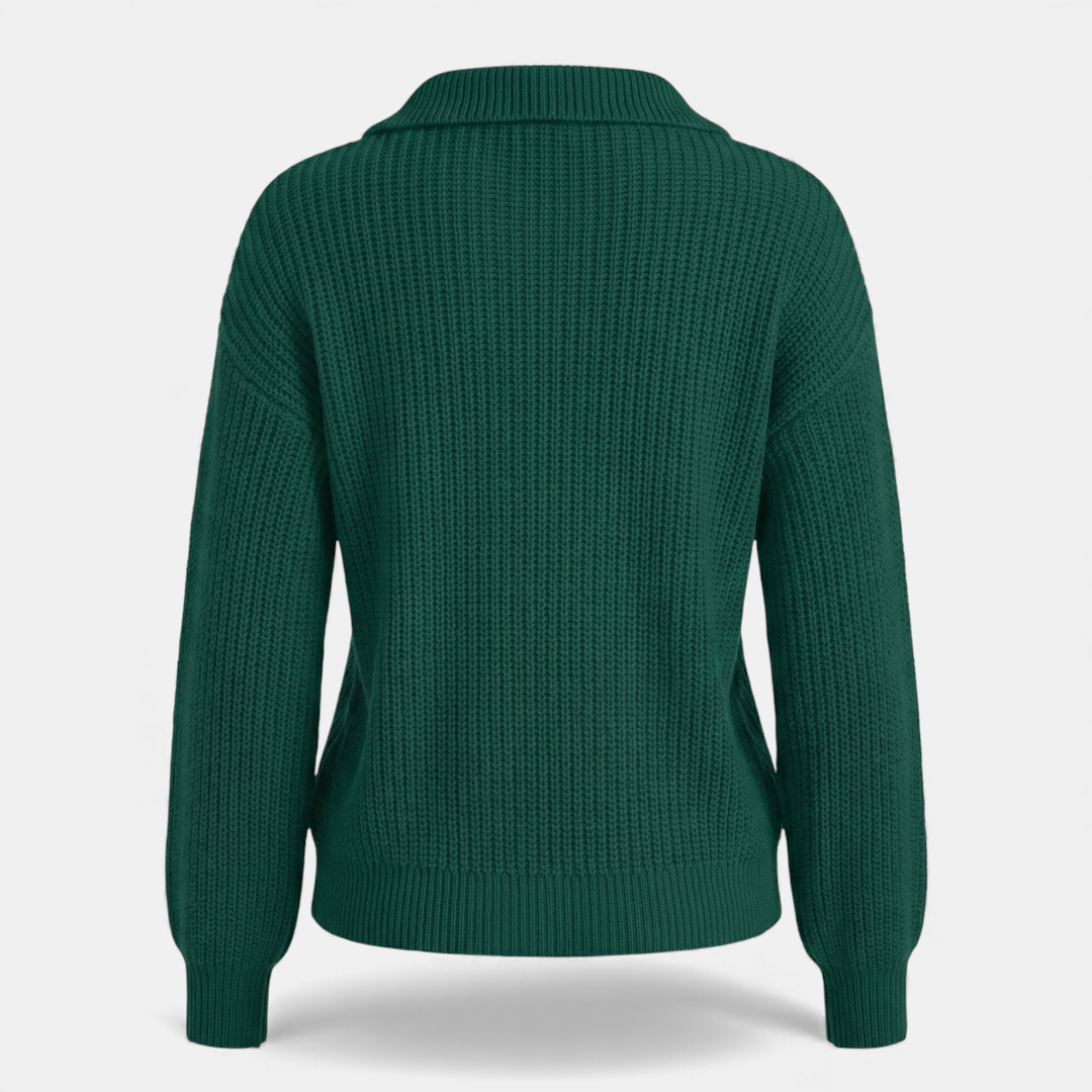 Half Zip Knit Sweater for Women-Sweaters-Loucelia-Green-XS-Loucelia