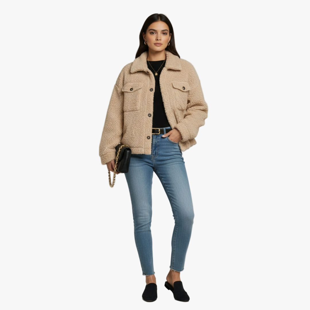 The Harper Teddy Jacket Beige-jacket-Loucelia-S-Loucelia