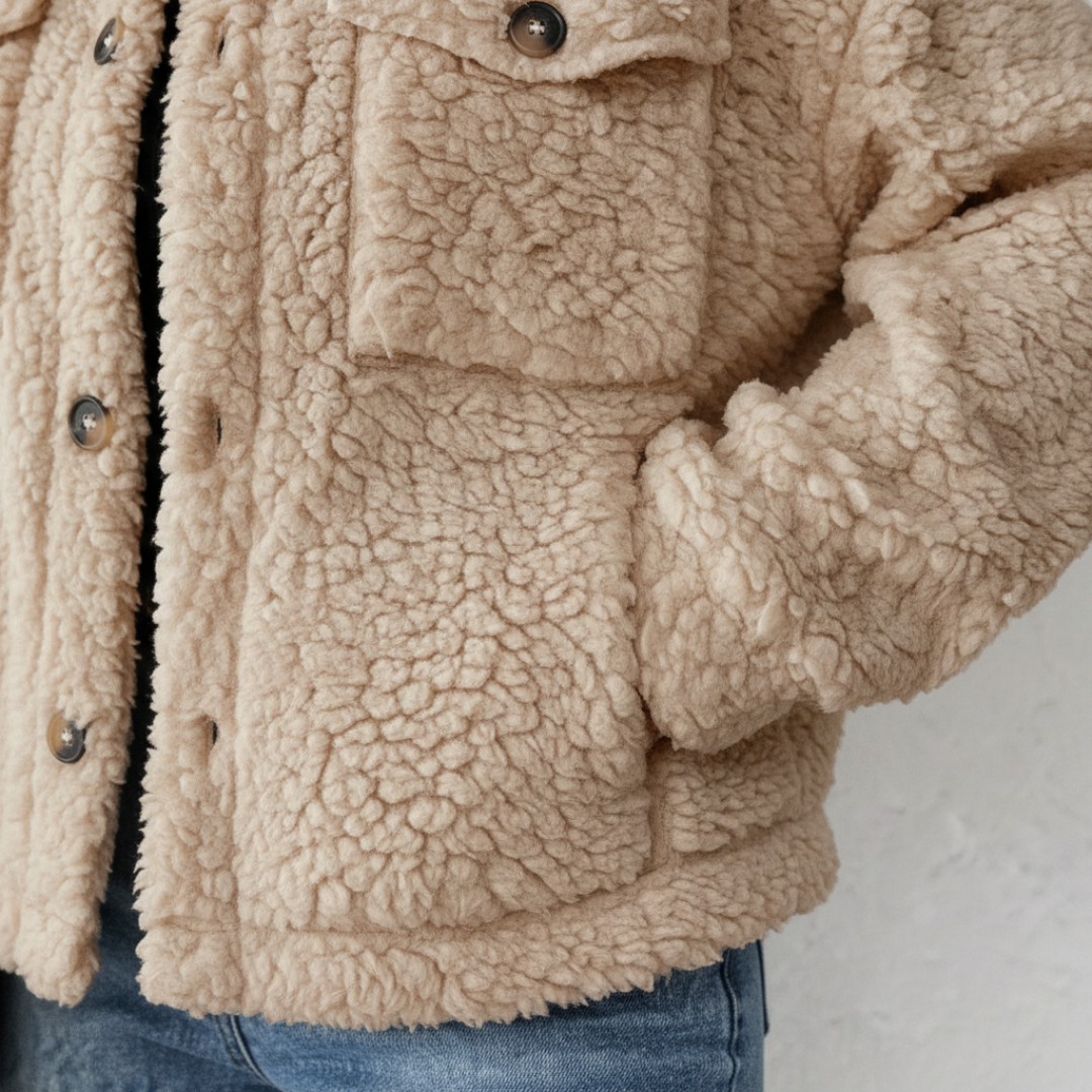 The Harper Teddy Jacket Beige-jacket-Loucelia-S-Loucelia