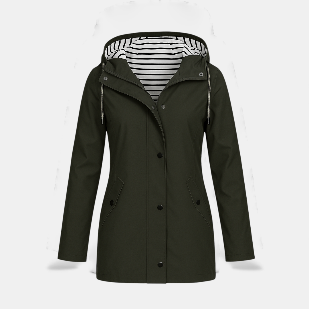 Hooded Rainproof Coat for Women-Coats-Loucelia-Red-S-Loucelia