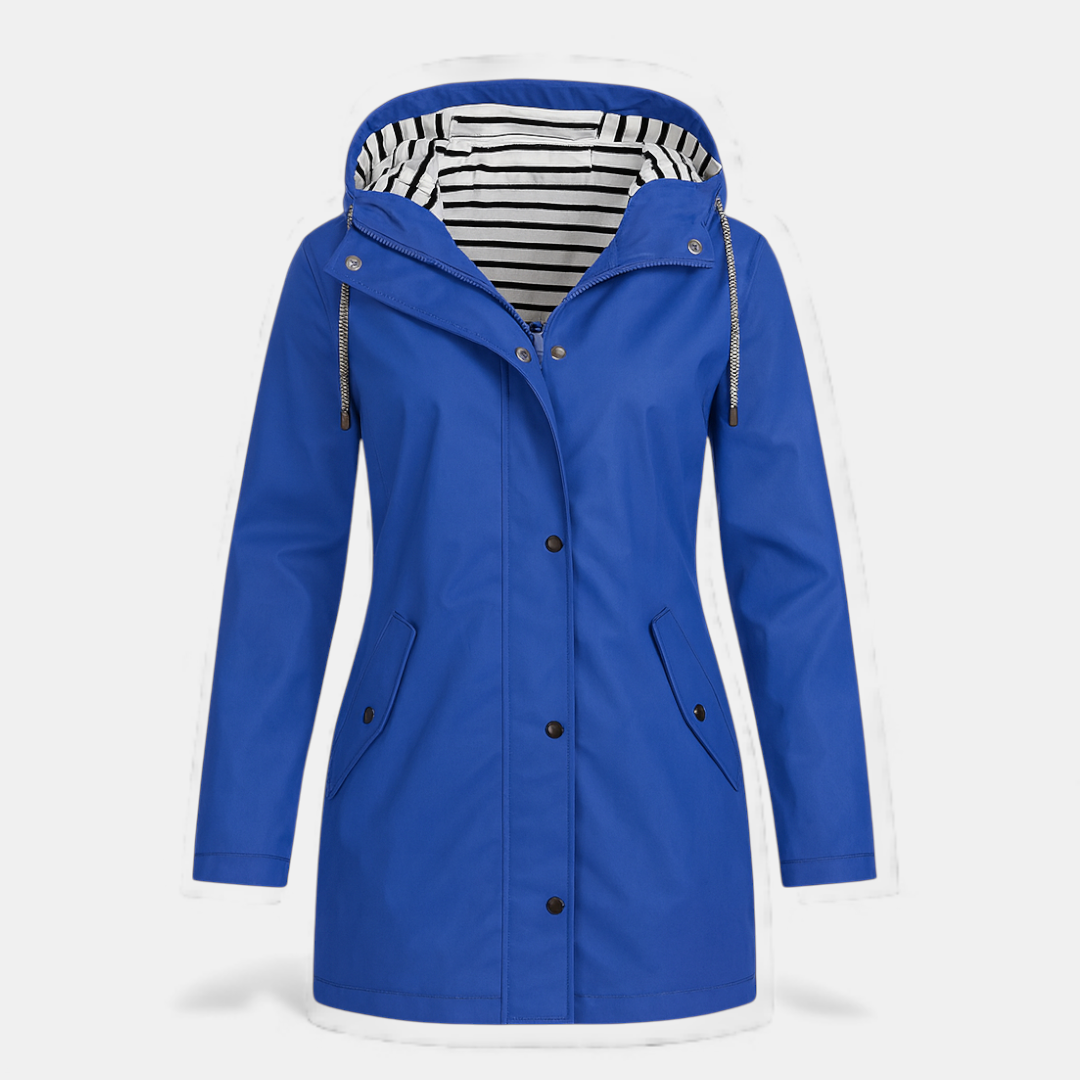 Hooded Rainproof Coat for Women-Coats-Loucelia-Red-S-Loucelia