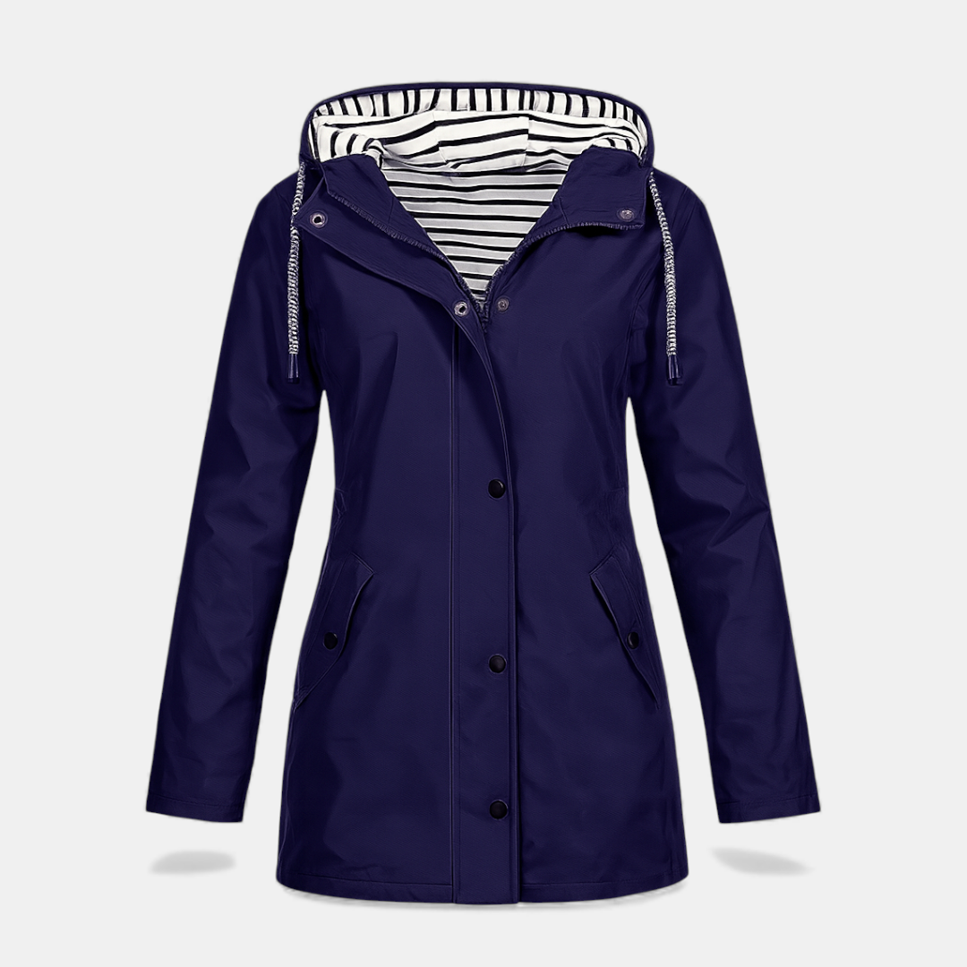 Hooded Rainproof Coat for Women-Coats-Loucelia-Red-S-Loucelia