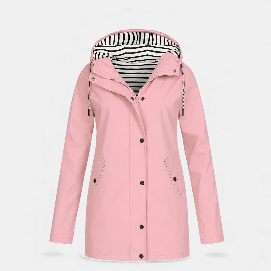 Hooded Rainproof Coat for Women-Coats-Loucelia-Red-S-Loucelia