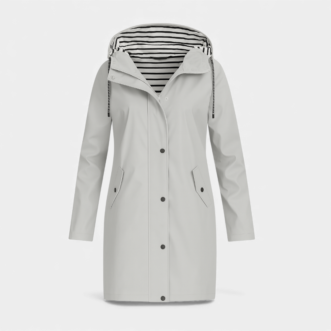 Hooded Rainproof Coat for Women-Coats-Loucelia-Red-S-Loucelia