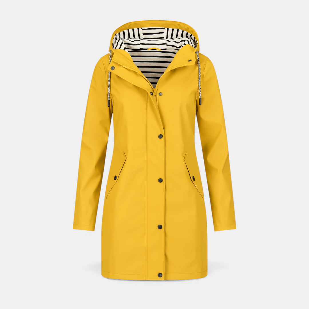 Hooded Rainproof Coat for Women-Coats-Loucelia-Red-S-Loucelia