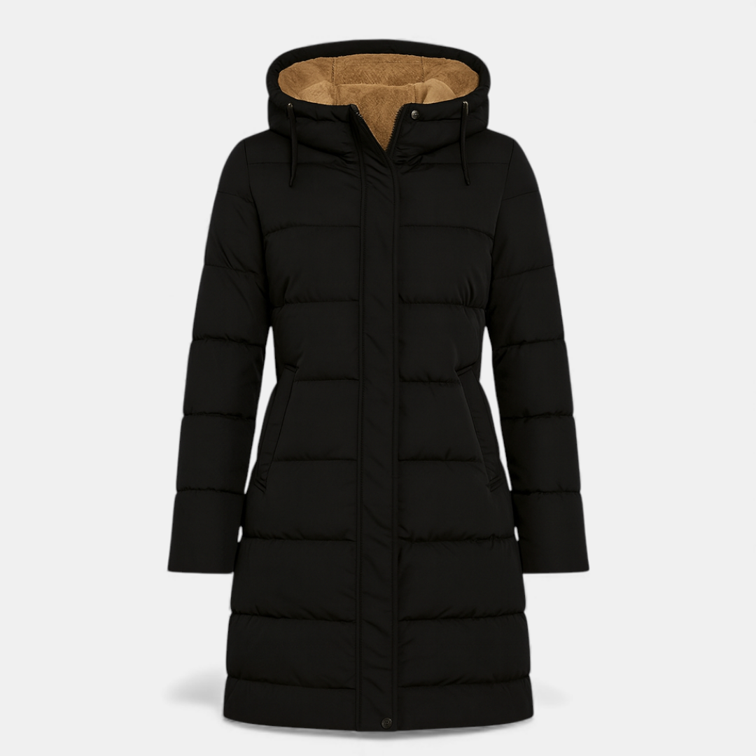 Hooded Quilted Puffer Coat for Women-Jackets-Loucelia-Green-S-Loucelia