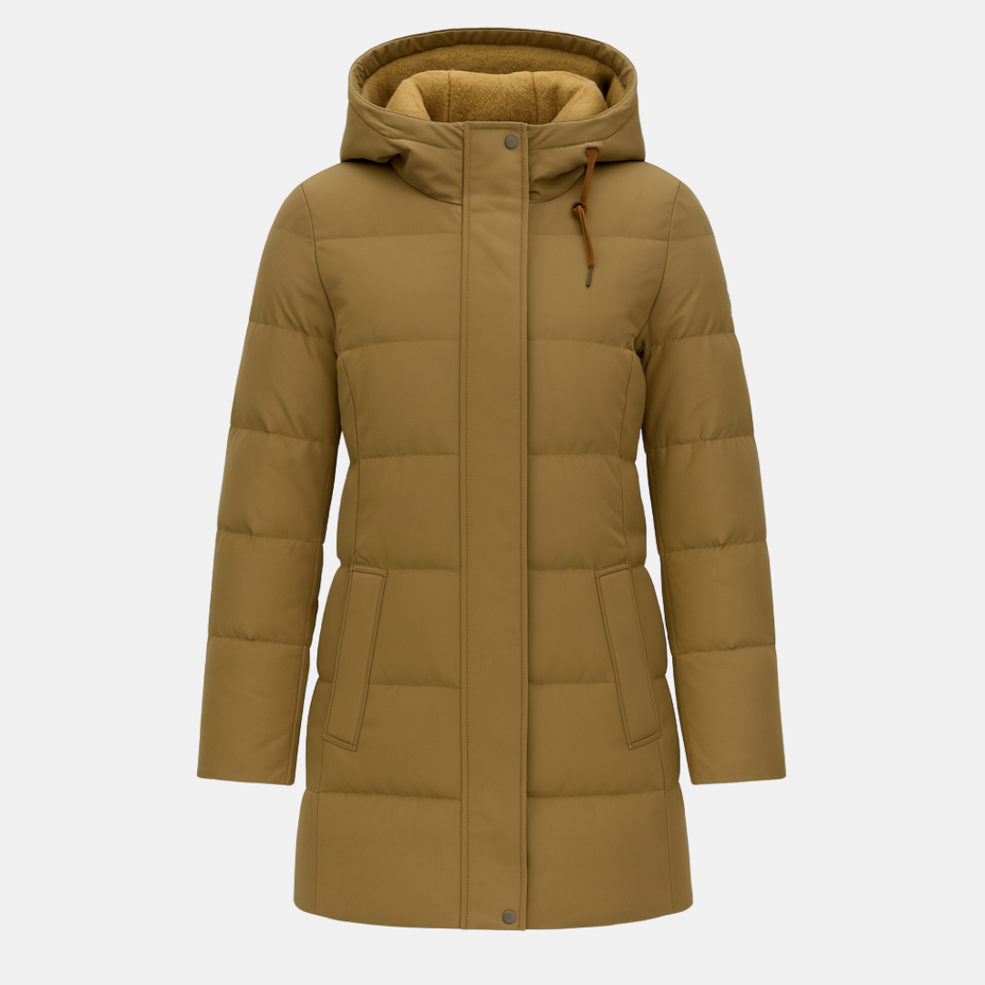 Hooded Quilted Puffer Coat for Women-Jackets-Loucelia-Green-S-Loucelia