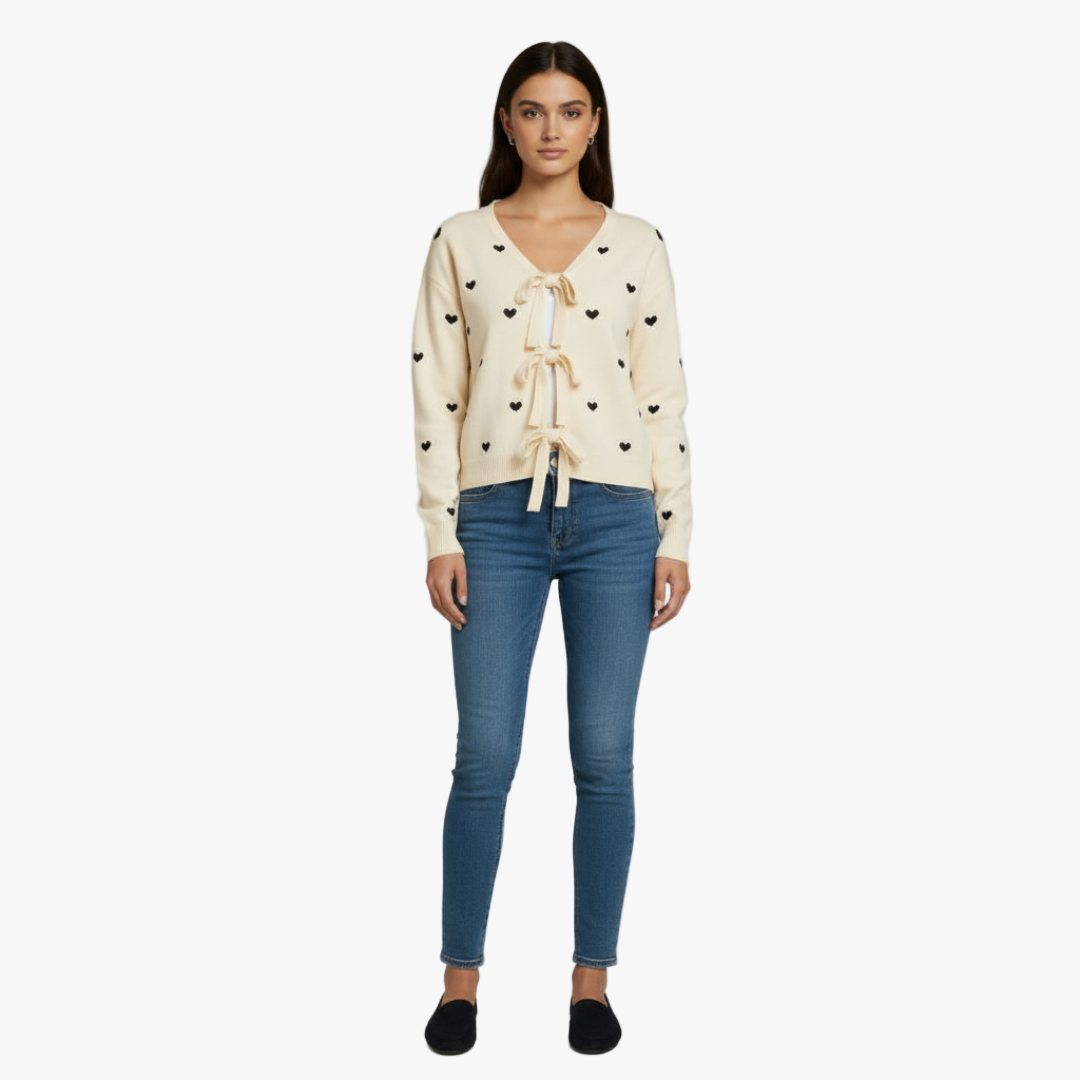The Imara Tie-Front Cardigan Cream-sweater-Loucelia-S-Loucelia