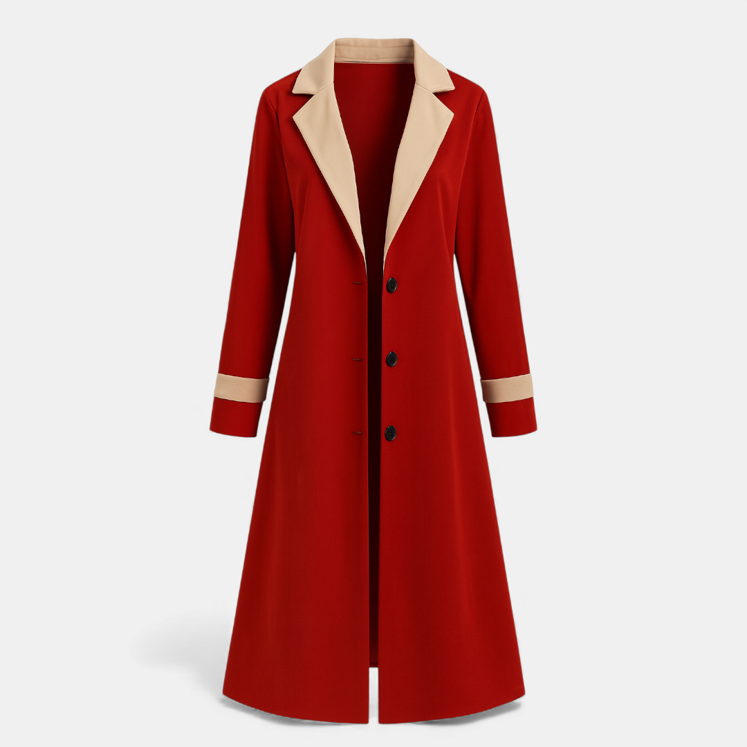 Long Trench Coat for Women-Coats-Loucelia-Red-XS-Loucelia