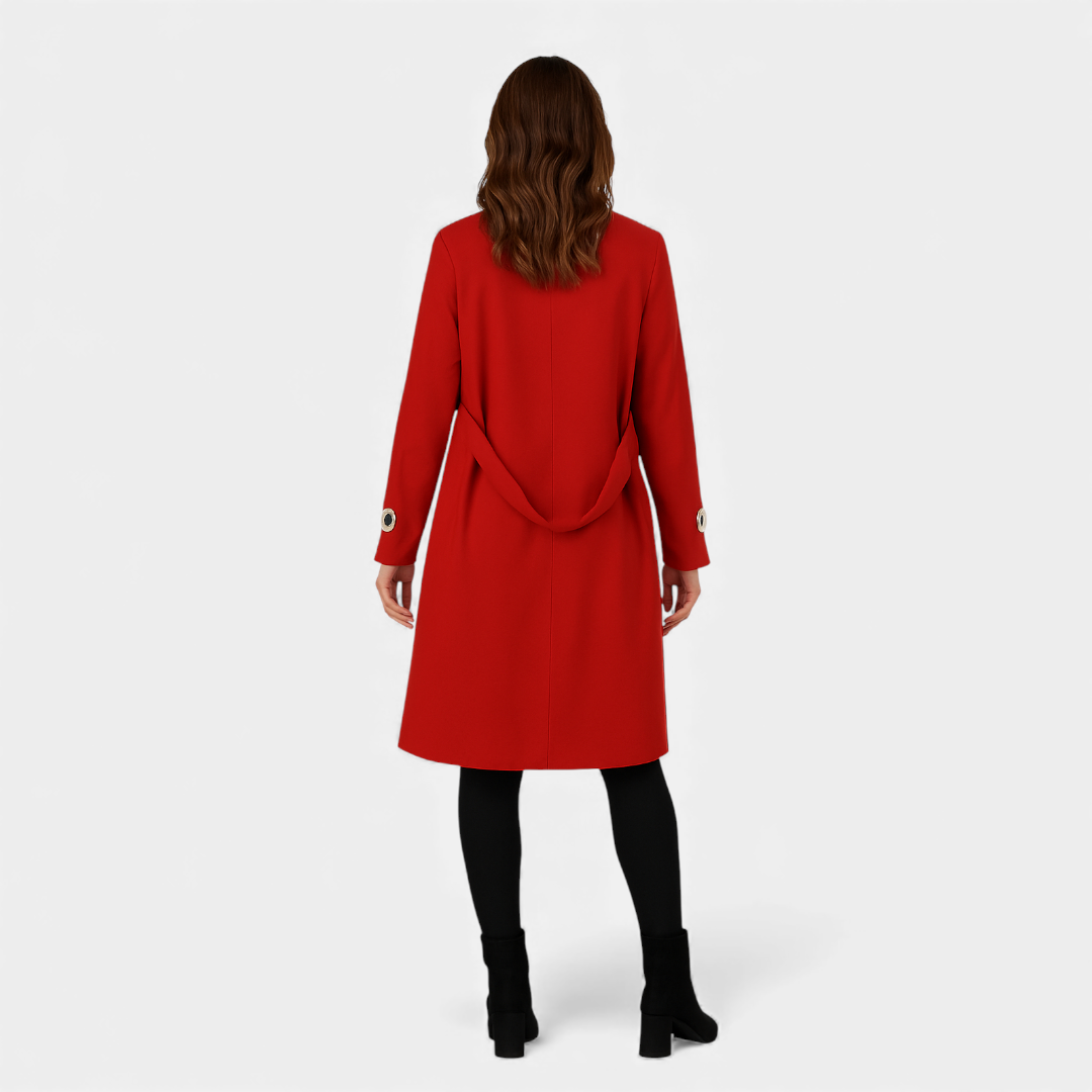Long Trench Coat for Women-Coats-Loucelia-Red-XS-Loucelia