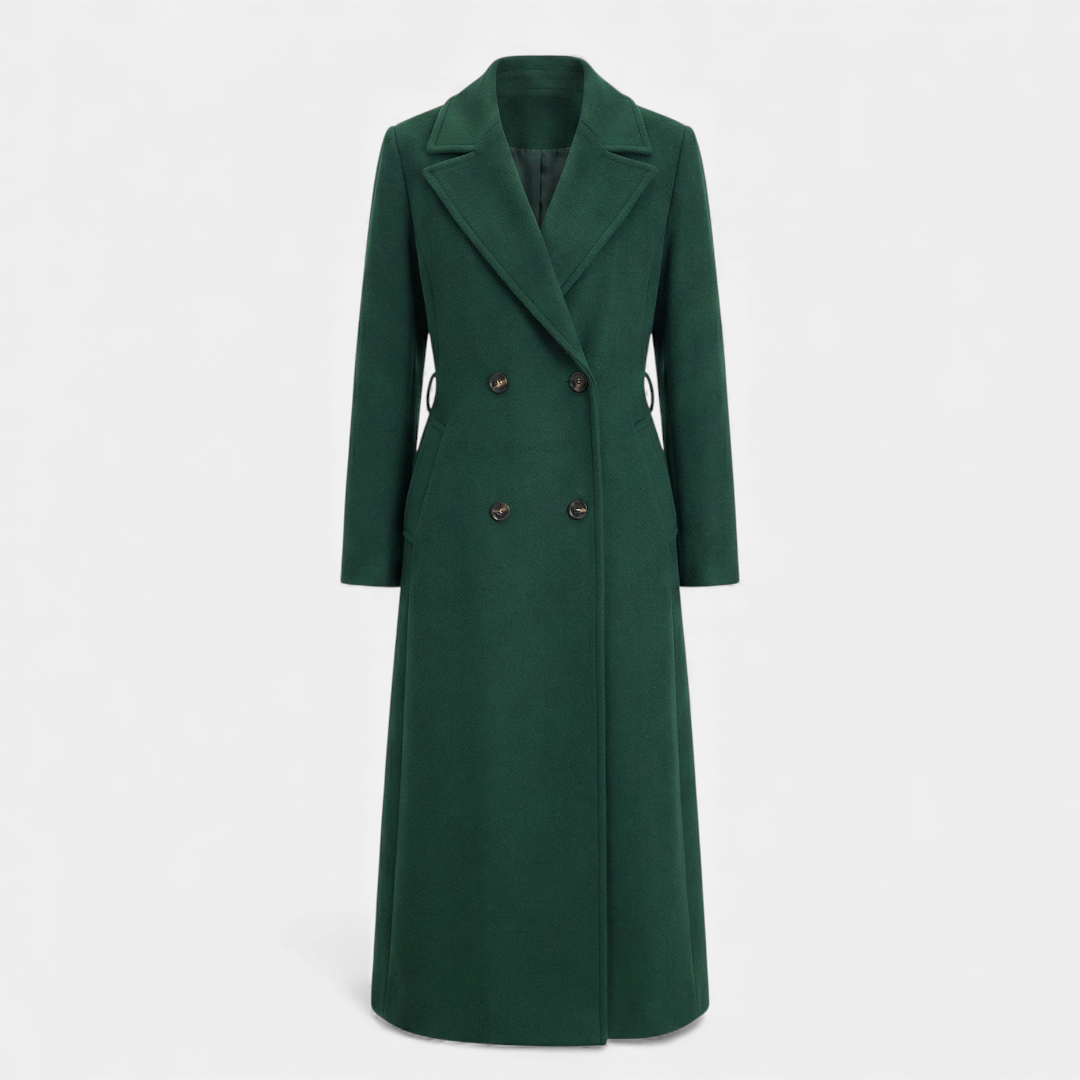 Long Double-Breasted Coat for Women-Coats-Loucelia-Red-S-Loucelia