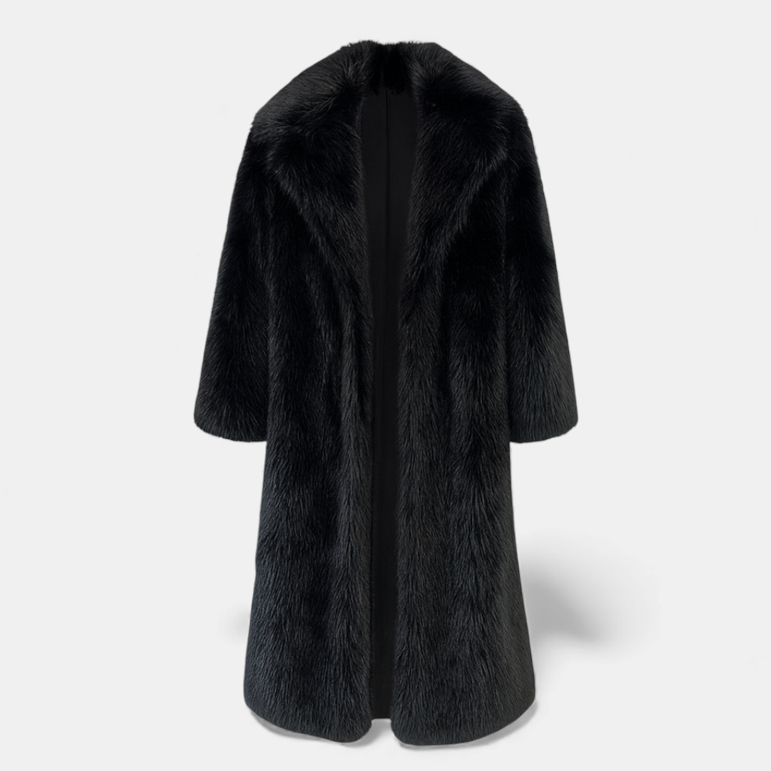 Longline Fluffy Overcoat for Women-Coats-Loucelia-Khaki-S-Loucelia