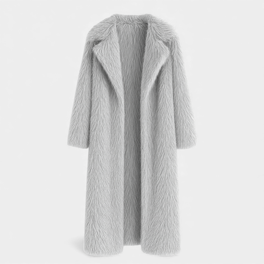 Longline Fluffy Overcoat for Women-Coats-Loucelia-Khaki-S-Loucelia