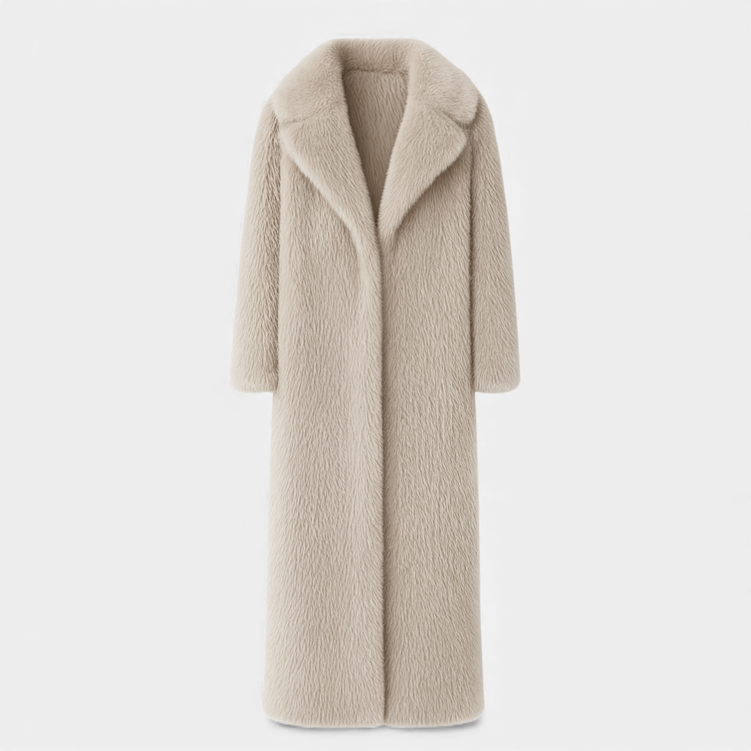 Longline Fluffy Overcoat for Women-Coats-Loucelia-Khaki-S-Loucelia