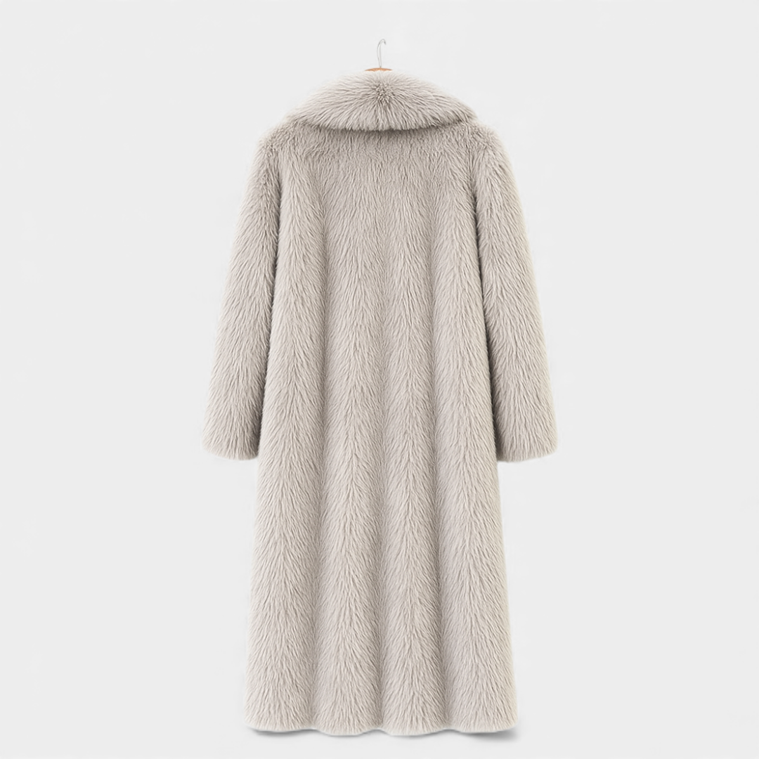 Longline Fluffy Overcoat for Women-Coats-Loucelia-Khaki-S-Loucelia
