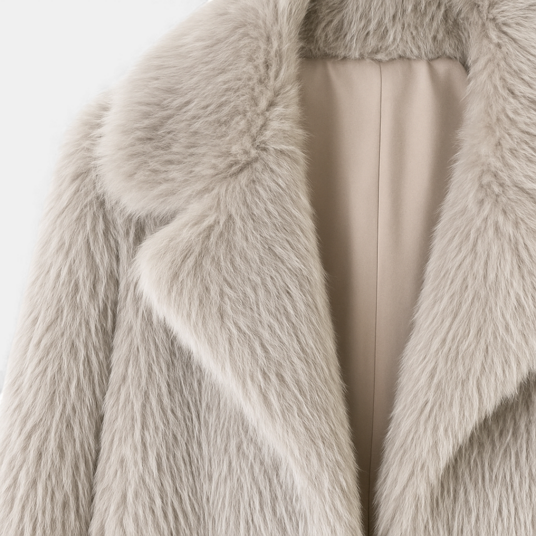 Longline Fluffy Overcoat for Women-Coats-Loucelia-Khaki-S-Loucelia