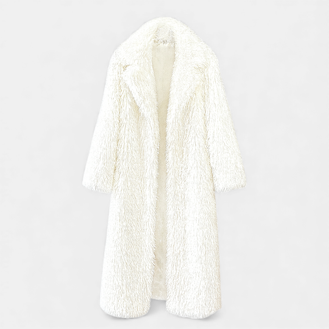 Longline Fluffy Overcoat for Women-Coats-Loucelia-Khaki-S-Loucelia