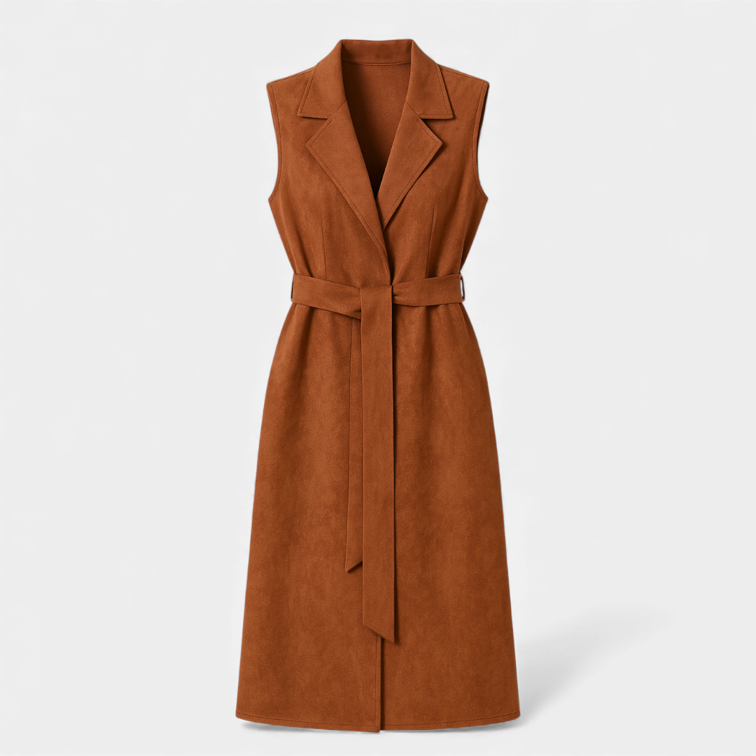 Longline Trench Coat for Women-Coats-Loucelia-light Brown-S-Loucelia