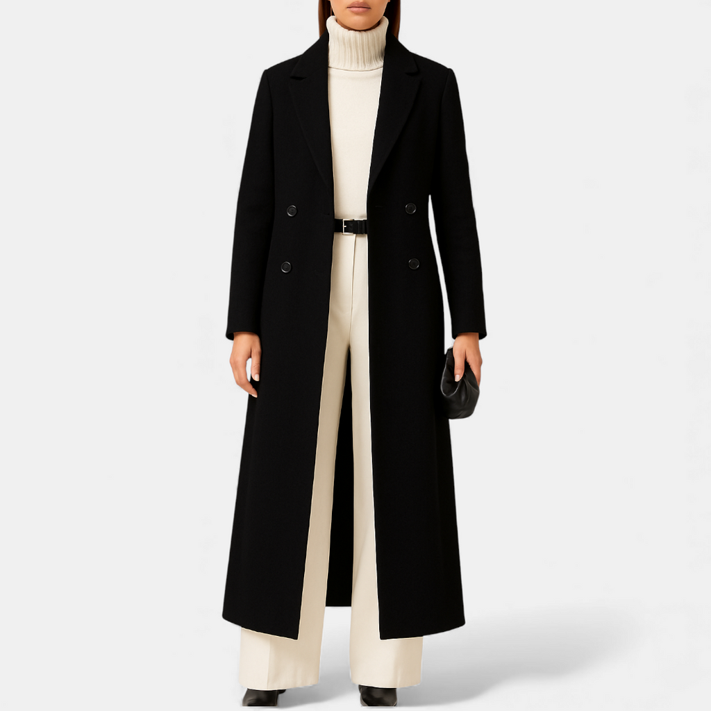 Longline Tailored Coat for Women-Coats-Loucelia-Black-XS-Loucelia
