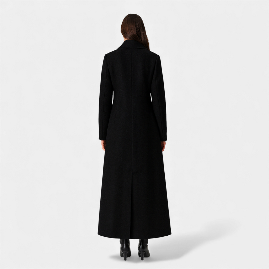 Longline Tailored Coat for Women-Coats-Loucelia-Black-XS-Loucelia