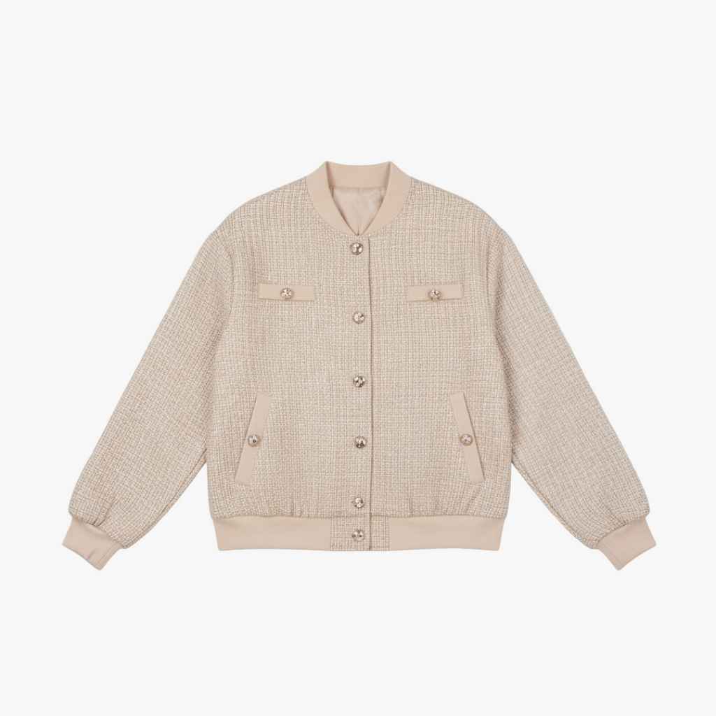 The Maren Bomber Jacket Beige-jacket-Loucelia-S-Loucelia