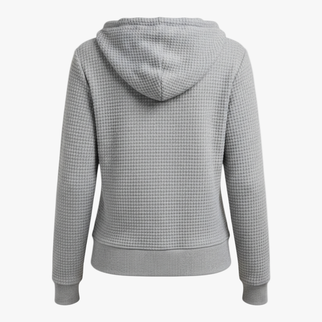Monique | Textured Zip Hoodie-sweater-Loucelia-Grey-S-Loucelia