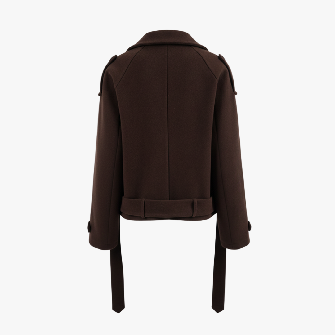 The Noelle Belted Cropped Coat Brown-jacket-Loucelia-S-Loucelia