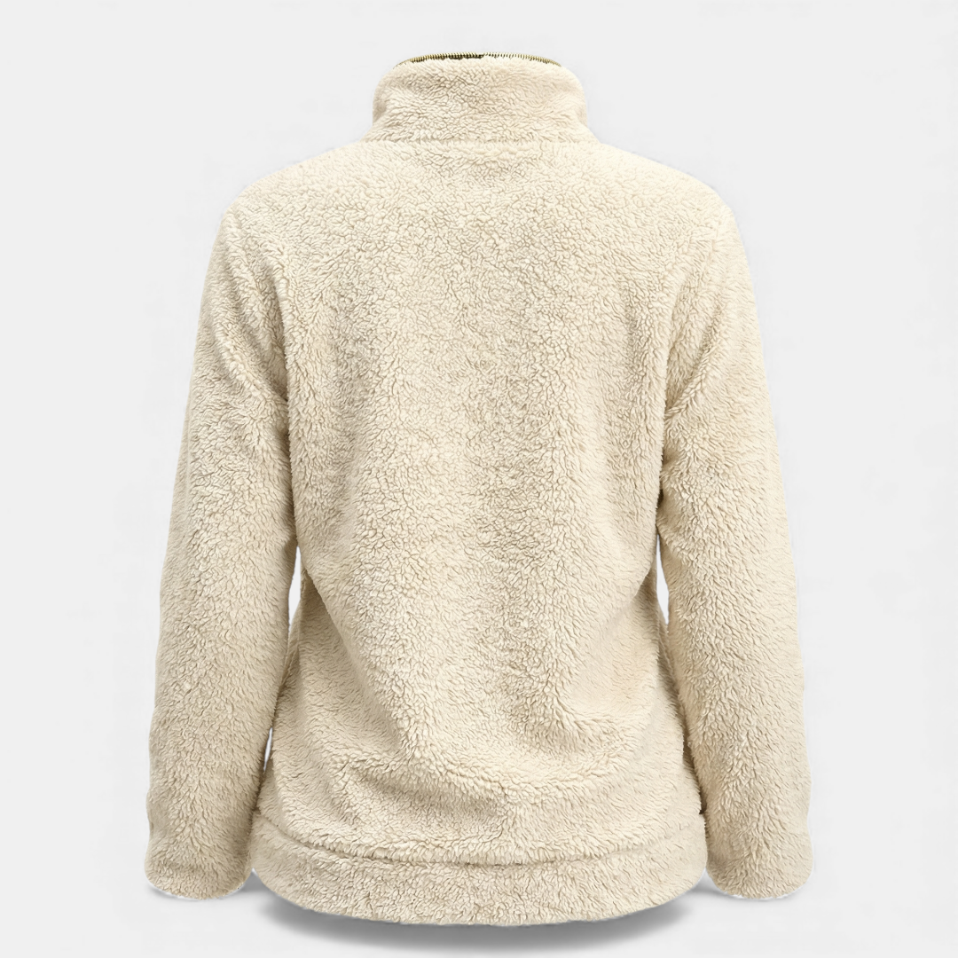 Plush Zip Up Jacket for Women-Jackets-Loucelia-Beige-S-Loucelia