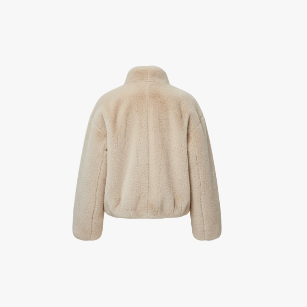 Plush Faux Fur High-Neck Jacket for Women-jacket-Loucelia-S-Loucelia