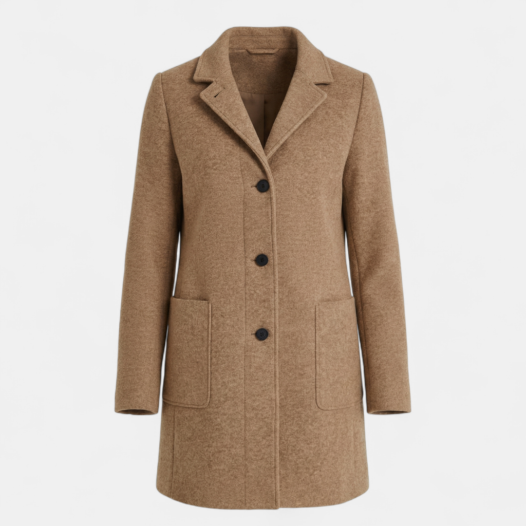 Single Breasted Longline Coat for Women-Coat-Loucelia-Beige-S-Loucelia