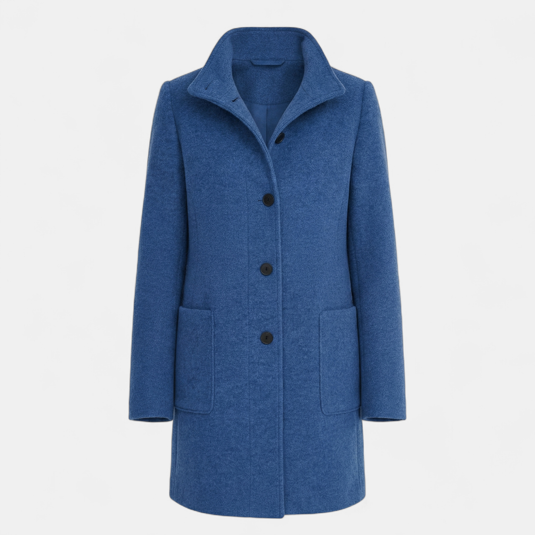 Single Breasted Longline Coat for Women-Coat-Loucelia-Blue-S-Loucelia