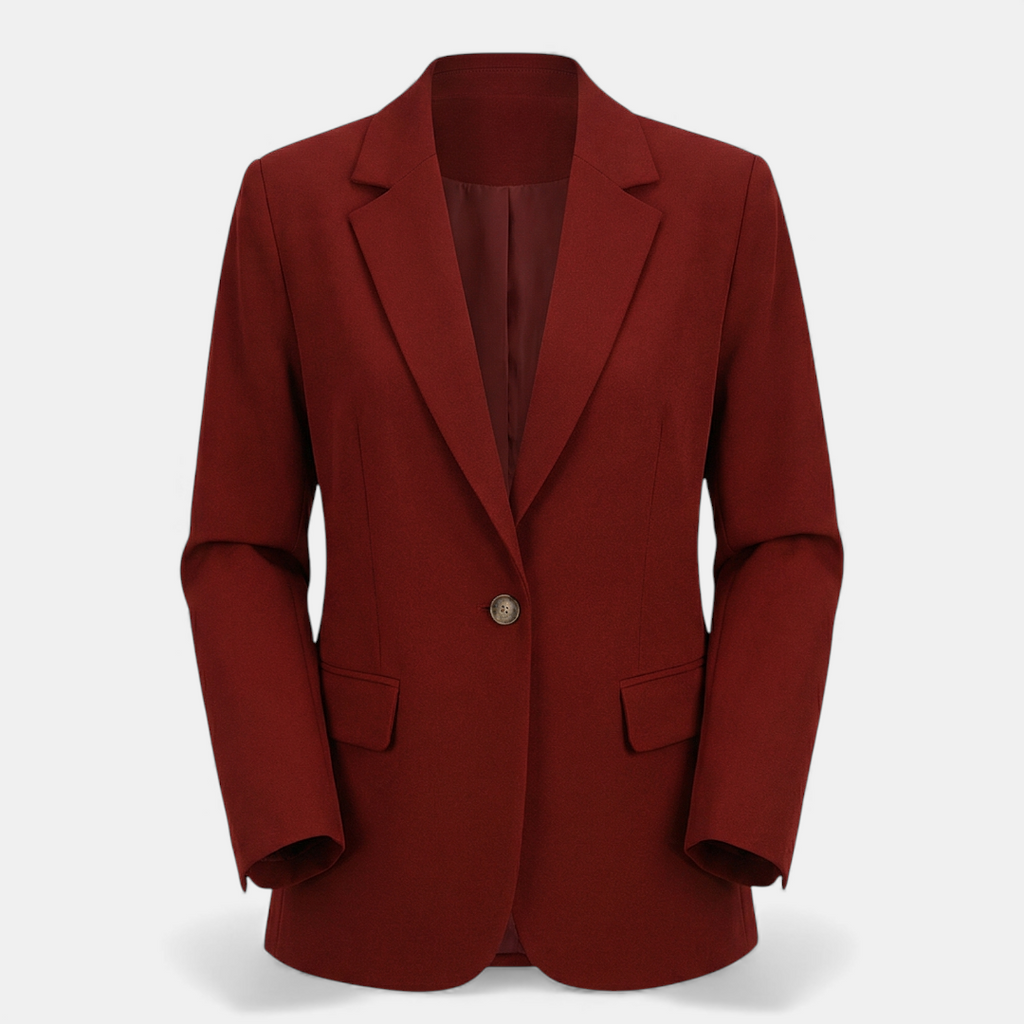 Tailored Single Button Blazer for Women-Blazers-Loucelia-Wine Red-S-Loucelia