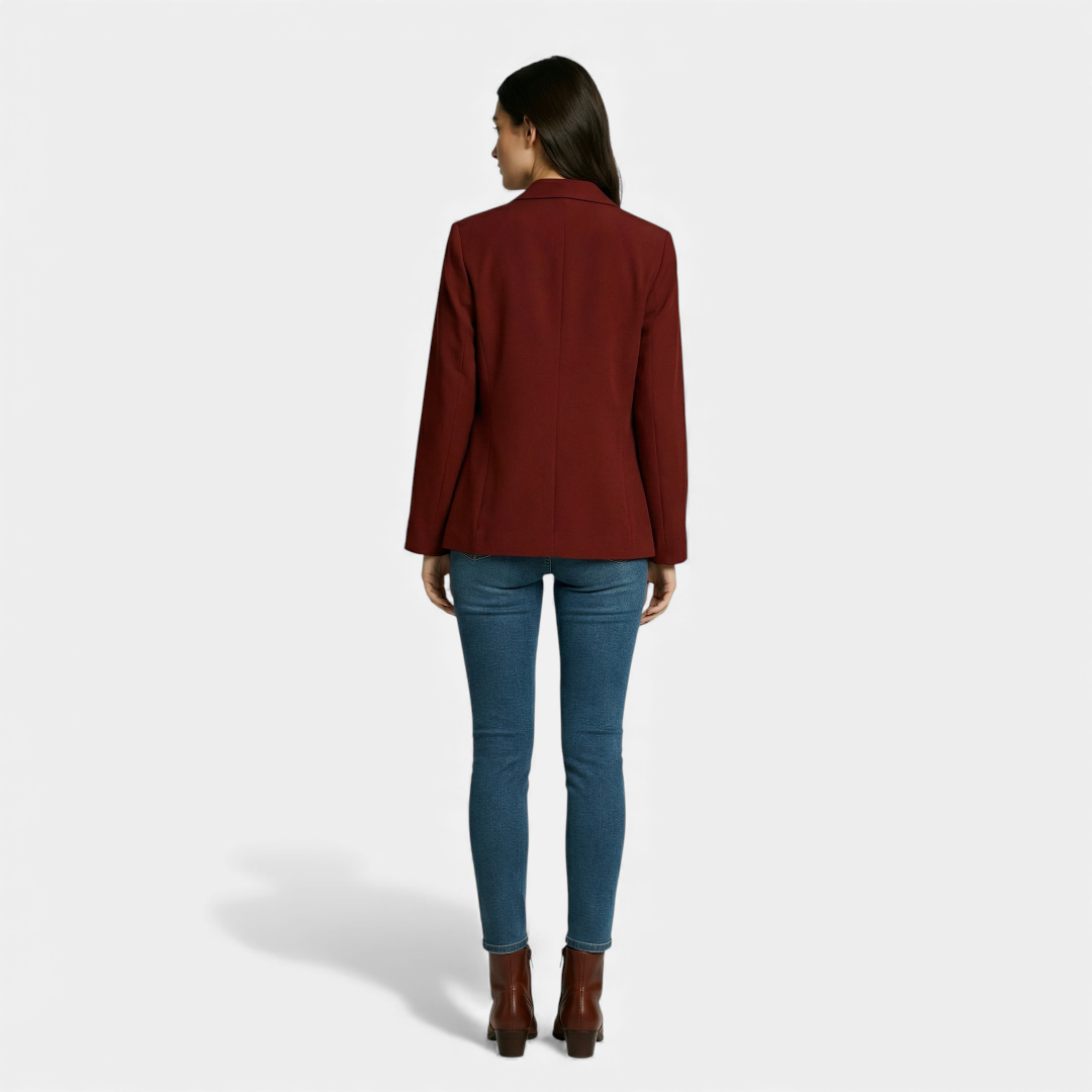 Tailored Single Button Blazer for Women-Blazers-Loucelia-Wine Red-S-Loucelia