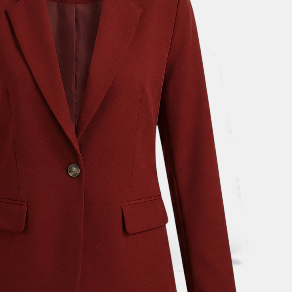 Tailored Single Button Blazer for Women-Blazers-Loucelia-Wine Red-S-Loucelia